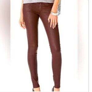 AG The Absolute Legging Extreme Skinny Burgundy Waxed Jeans size 27R